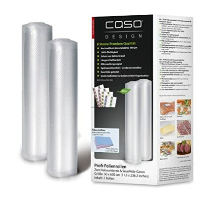 Caso Profi-Folienrollen 30 cm x 600 cm, 2 Rollen für Balken-Vakuumierer / stark und reissfest / Rippen-Struktur für optimales Vakuum / stabile Sc