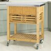 DINGZZ Kitchen Serving Storage Trolley Cart with Stainless Steel Worktop Solid and Practical Trolley