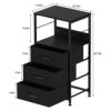 Black Nightstand with Drawer Set of 2, Tall End Table Bedroom Night Stand Side Table with 3 Fabric Drawers Modern Bedside Table with Storage Shel