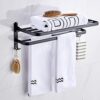 Towel Rack Towel Rail Foldable With Hook Towel Rack Bathroom Black Space Aluminum Rack Kitchen And Bathroom Hotel Office 60cm (Size : 60cm)