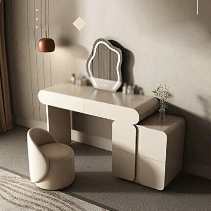 n/a Dressing Table with Stool and LED Extension 6 Drawer Bedroom Furniture Vanity Table