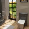 VeeBath Cyrenne High Gloss Anthracite Grey Floor Standing WC Back to Wall BTW Toilet Cabinet with Open Access Cistern Unit - 500mm