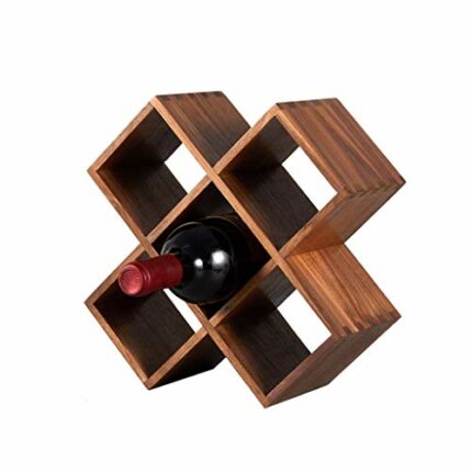 MGWYE Walnut Solid Wood Wine Shelf Japanese Style Household Small Creative Wine Bottle Display Stand Diagonally Placed Ornaments