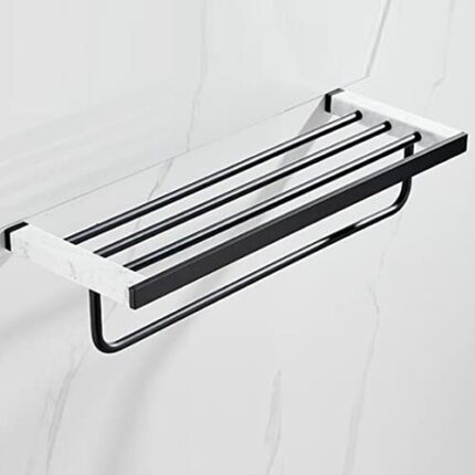 HIGOH Towel Racks,Bathroom Towel Rack Wall Mounted Towel Holder,Bathroom Accessories Bathroom Shelf,Towel Rack,Towel Hanger,Towel Holder,Marble B
