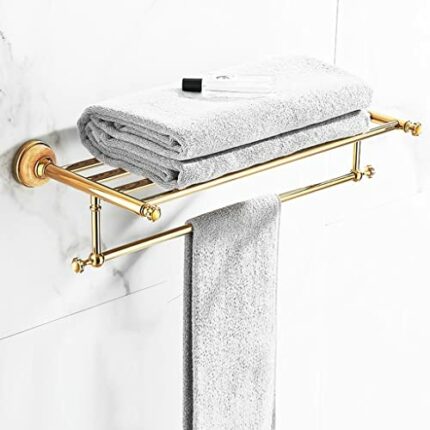 HIGOH Towel Racks, Bathroom Towel Rack Wall Mounted Towel Holder,European-Style All-Copperen Jade Towel Rack,Bathroom Hardware Accessories,Bathro