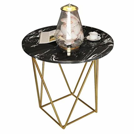 Round Side Table Couch Bedside Nightstand Corner Table Telephone Table Lamps Table, 40CMX55CM, (White, Black)