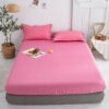 Breathable Lux Bed Sets Solid Color Brushed Mattress Topper, Bedroom Hotel Homestay Aloe Cotton Single Double Bed Sheet Grey 180x200cm