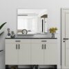 ANYHI Bathroom Wall Mirror with Shelf, White Bathroom Mirror for Wall, Rectangular Wall Hanging Mirror for Living Room Bedroom Entryway, Horizont