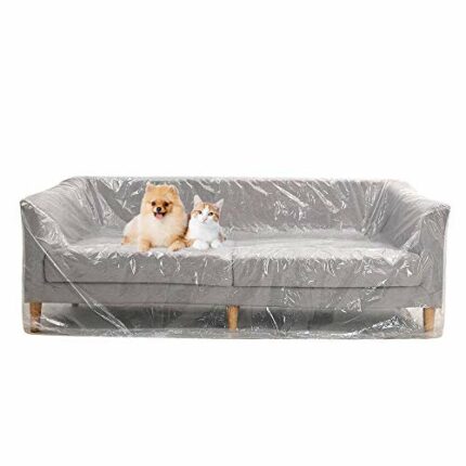 DECARETA Plastic Sofa Cover,Large Sofa Storage Cover,Plastic Sofa Dust Covers,Sofa Protector Bags Plastic Couch Covers,Painters Drop Cloth for Pr