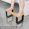 WOWOO 7" Squatting Toilet Stool, Bathroom Poop Stool for Adults, Wooden with Metal Potty Stool Anti-Slip, Brown and Black