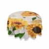 xigua Mandala Round Tablecloth with Umbrella Hole and Zipper Outdoor Tablecloth Spill-Proof Polyester Table Cover for Kitchen Patio Garden Party