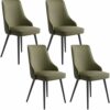 dining chair Kitchen Dining Room Furniture Chairs Dining Chairs Set Of 4,Kitchen Leather Chairs Iron Skeleton Adjustable Feet with Backrest Padde