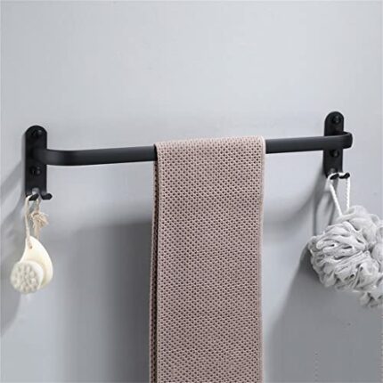 RSOCHS Towel Hanger Wall Mounted Towel Rack Bathroom Aluminum Black Towel Bar Rail Matte Black Towel Holder with Sticker (Color : D, Size : 50cm)
