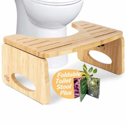 The Stool Tool Foldable Toilet Stool | Non-Slip 7" Squatting Bathroom Stool for Adults and Kids | Made with Organic Bamboo | 100% Recyclable Pack