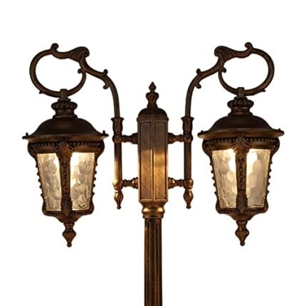 GJCQZQ Exterior Rainproof 2.35M European Garden Lighting Patio Street Light Antirust Aluminum High Pole Pillar Post Lamp Victoria 2-light Communi