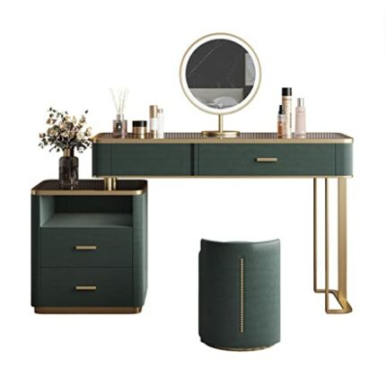 CZDYUF Bedroom Dresser Tempered Glass LED Light Storage Integrated Style Dresser (Color : D, Size : Light Grey)