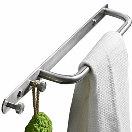 HIGOH Towel Rack Hanger Rack Stainless Steel Hooks Wall Towel Bar Kitchen Towel Holder Rack with 2 Hooks Bathroom Wall Mounted Hooks Bathroom Har