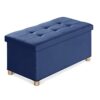 BRIAN & DANY Ottoman Storage Box with 4 Wood Legs, Linen Foot Stool, Footstools for Living Room, Gray, 76 x 38 x 38 cm