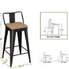 POINTANT Bar Stools Set of 4 Metal Bar Stool Counter Height Bar Stools 26" Black Modern Bar Chairs with Back and Wooden Seat Bar Stools Counter H