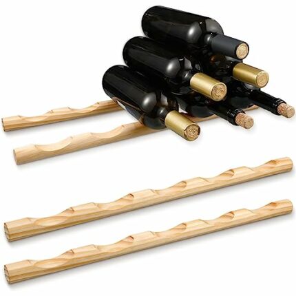 Barydat 4 Pcs Compact Wooden Wine Rack Wood Wine Bottle Holder Countertop Wine Holder Stand Display Wine Rack Shelf Small Stackable Wine Bottle S