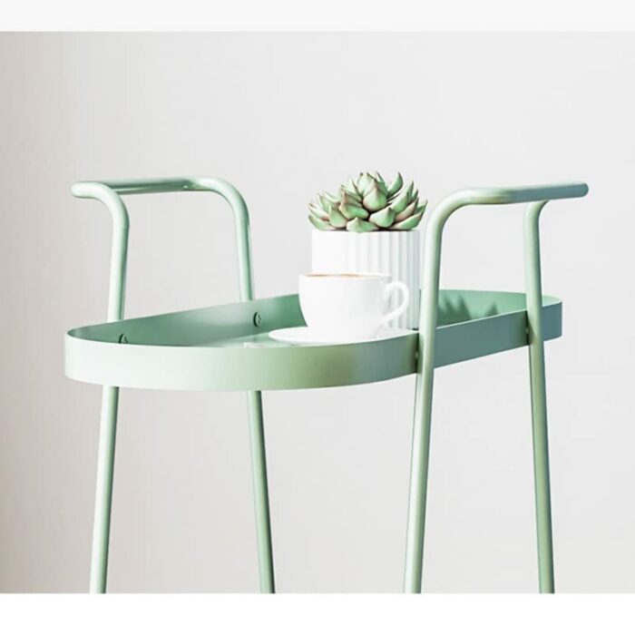 BHVXW Living Room Sofa Side Home Balcony Movable Small Push Kitchen Storage Rack (Color : Argento, Size : 62.5CM*60CM)