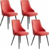 dining chair Kitchen Dining Room Furniture Chairs Dining Chairs Set Of 4,Kitchen Leather Chairs Iron Skeleton Adjustable Feet with Backrest Padde