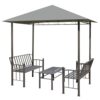 vidaXL Garden Pavilion with Table and Benches Anthracite Patio Gazebo Marquee