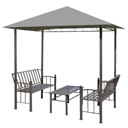 vidaXL Garden Pavilion with Table and Benches Anthracite Patio Gazebo Marquee