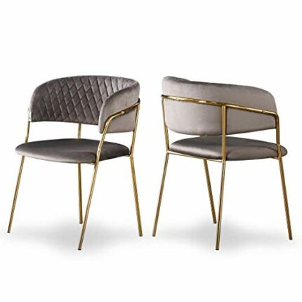 Life Interiors Atarah Lux Velvet Dining Chair, Grey