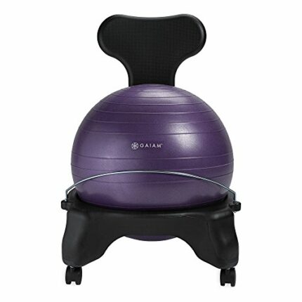 Gaiam Classic Balance Ball Chair – Exercise Stability Yoga Ball Premium Ergonomic Chair for Home and Office Desk with Air Pump, Exercise Guide an