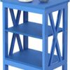 VECELO End Side Table with Storage Shelf, Nightstands for Living Room, Bedroom, Wood, Blue, X-Design Furniture