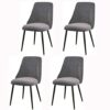 Velvet Dining Chairs Set Of 4 Black Metal Legs Lounge Chairs for Living Room Office Restaurant (Color : Grey)