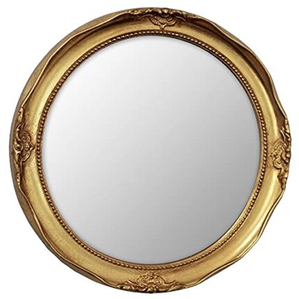 Funly mee 31CM Round Gold Mirror Decorative Wall-Mounted Mirrors (Gold)