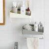Bathroom shelf Wall-mounted Bathroom Shelf Shower Room Towel Rack Rotatable Hanging Rod Toilet Roll Holder Free Punching Installation