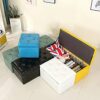 Button-Tufted Leather Storage Bench,Space-Saving Entryway Bench For Living Room Bedroom End Of Bed,Rectangle Upholstered,Light Brown,60X40X45Cm