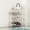 Vockot Small Shoe Rack 6-8 Pairs Sturdy Shoe Shelf 4-Tiers Narrow Stackable Shoe Organizer,Lightweight Kids Shoe Racks for Entryway, Doorway and