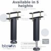 Btowin VCF 8-9 Inch / 20-22.5cm Adjustable Metal Bed Frame Support Legs, 4Pcs T-Shaped Heavy Duty Adjustable Height Center Support Leg for Steel