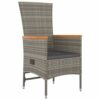 vidaXL Garden Dining Set 3 Piece Outdoor Dining Set Chair and Table Armchair Patio Dinner Table and Chair Grey Poly Rattan and Solid Wood Acacia