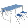 WJIN Outdoor Table, Outdoor Portable Foldable Camping Picnic Dining Table Set with 4 Chairs