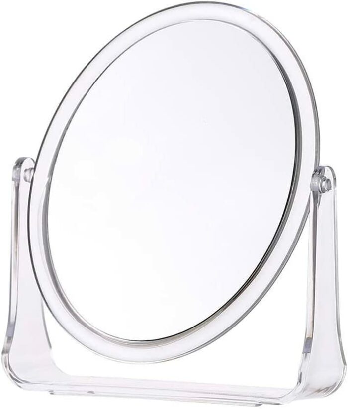 JKG® Magnifying Vanity Mirror With Stand - Small Cosmetic Makeup Mirror | Bathroom Shaving Circle Mirror, Dressing Table Mirror, Beauty Mirror |