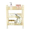 DLOETT Kitchen Bathroom Bathroom Shelving Trolley With Wheel Three-layer Storage Rack With Hook Trolley (Color : Argento, Size : Light Grey)