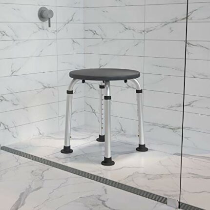 Flash Furniture HERCULES Series Tool-Free and Quick Assembly, 300 Lb. Capacity, Adjustable Gray Bath and Shower Stool