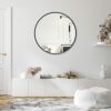 ZENMAG Round Wall Mirror, 30" Metal Framed Round Mirror, Large Bathroom Mirror, Decorative Large Black Round Wall Mirror for Living Room, Bedroom