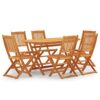 vidaXL Folding Outdoor Dining Set 7 Piece Outdoor Patio Terrance Backyard Furniture Wooden Dining Dinner Table and Chair Seat Solid Eucalyptus Wo