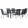 vidaXL Garden Dining Set 7 Piece, Table and Chair for Patio Terrace, Outdoor Dining Set with Table, Lounge Set, Black Steel and Textilene