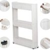 Copper Top - 3-Tier Slim Slide Out Kitchen Trolley, Storage Shelf, Moving Wall Cabinets Tower Holder Rack on Wheels, Rolling Storage Unit Cart fo