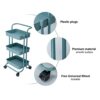 BHVXW Kitchen furniture Multi-Layer Steel Frame Wood Partition Multifunction Organizer Cart With Wheels Kitchen trolley (Color : A, Size : 3-Tier