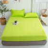 Breathable Lux Bed Sets Solid Color Brushed Mattress Topper, Bedroom Hotel Homestay Aloe Cotton Single Double Bed Sheet Grey 180x200cm