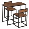 WALNUT Elm Wood Simple Dining Table Set Breakfast Table And Chair Three-Piece [90x47x75.5cm] Kitchen Room Furniture