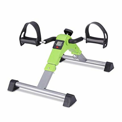 LUNEZY Folding Bicycle Mini Leg Rehabilitation Training Device with Adjustable Resistance with Digital Display,Green